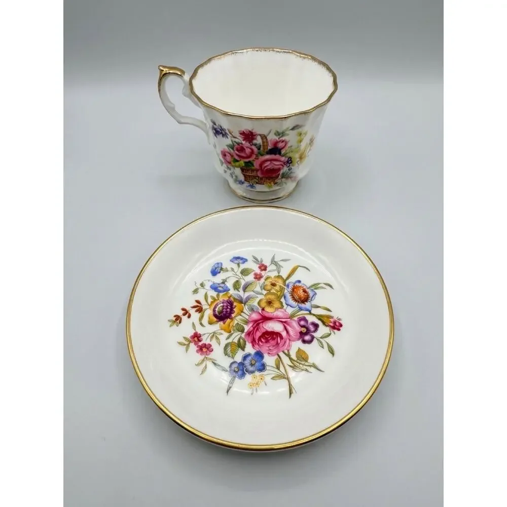 Vintage English Bone China Tea Cup & Saucer Mismatched Elizabethan Royal Worcest